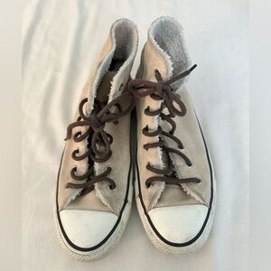 Converse Suede High Tops Tan W/Brown Laces Womens Size 6
